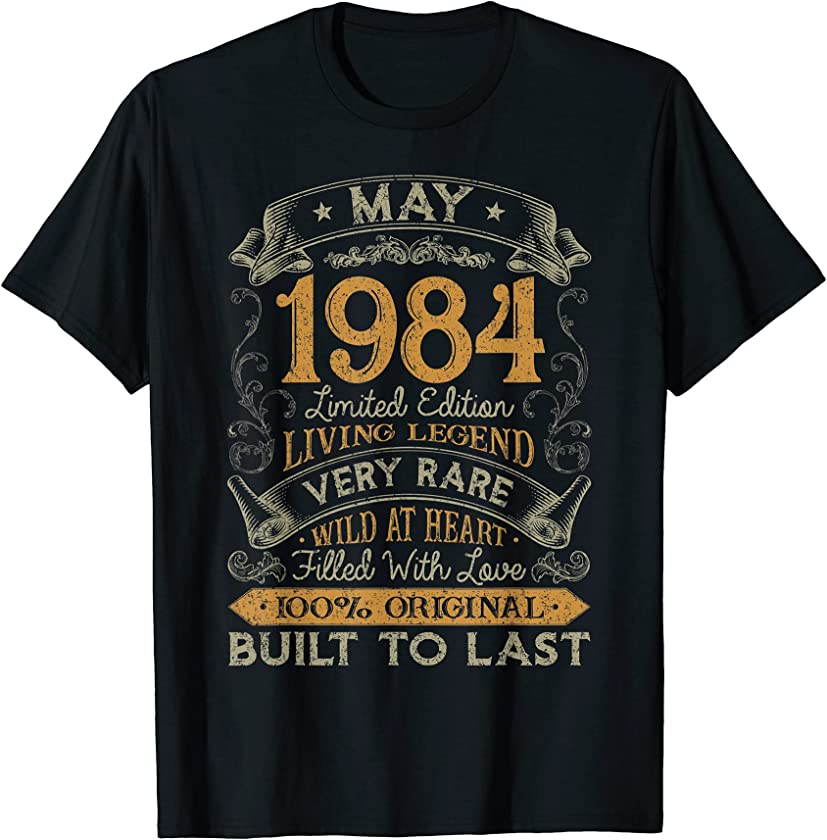 37th Birthday Gift 37 Years Old Retro Vintage May 1984 T-Shirt