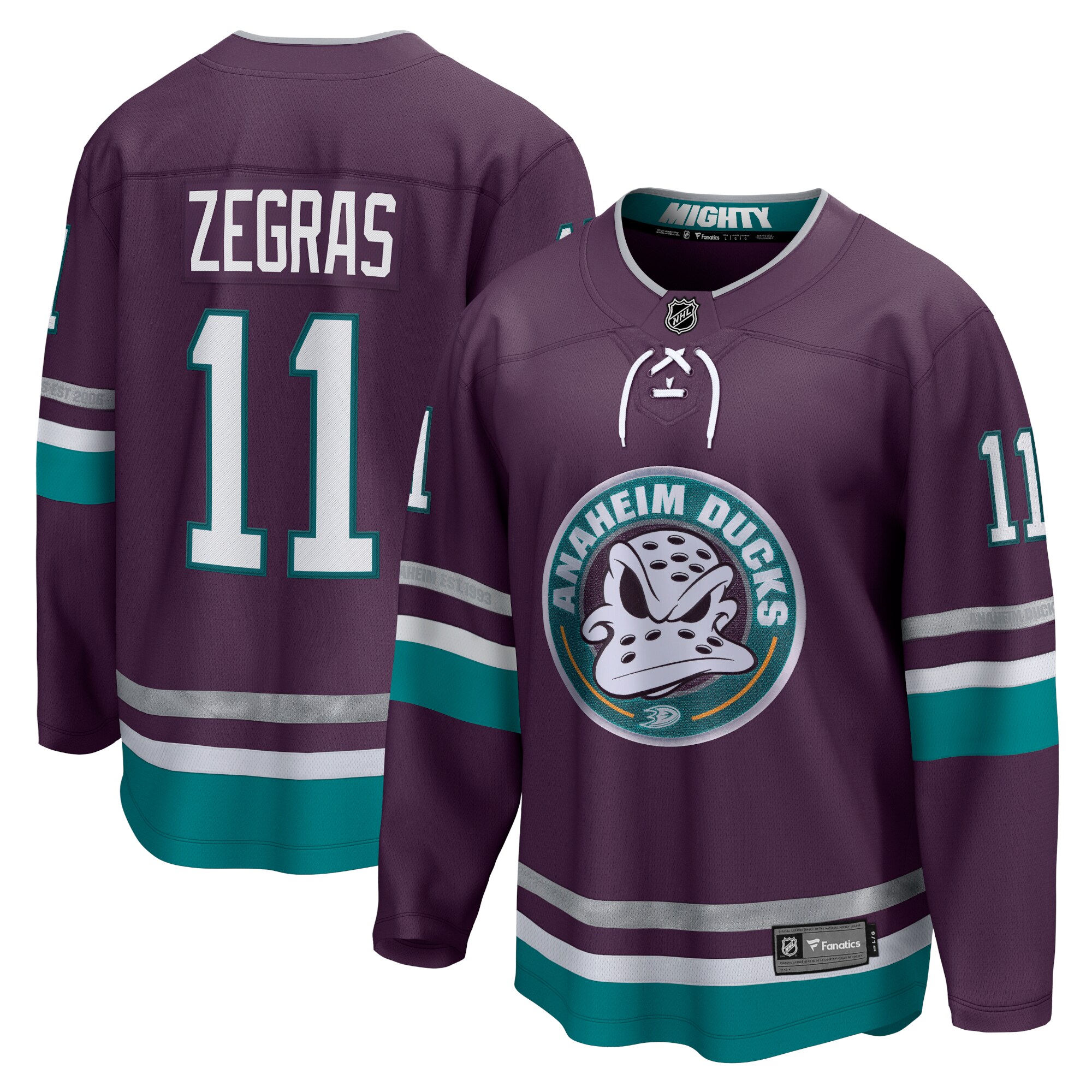 Trevor Zegras Anaheim Ducks Branded 30th Anniversary Premier Breakaway Jersey – Purple