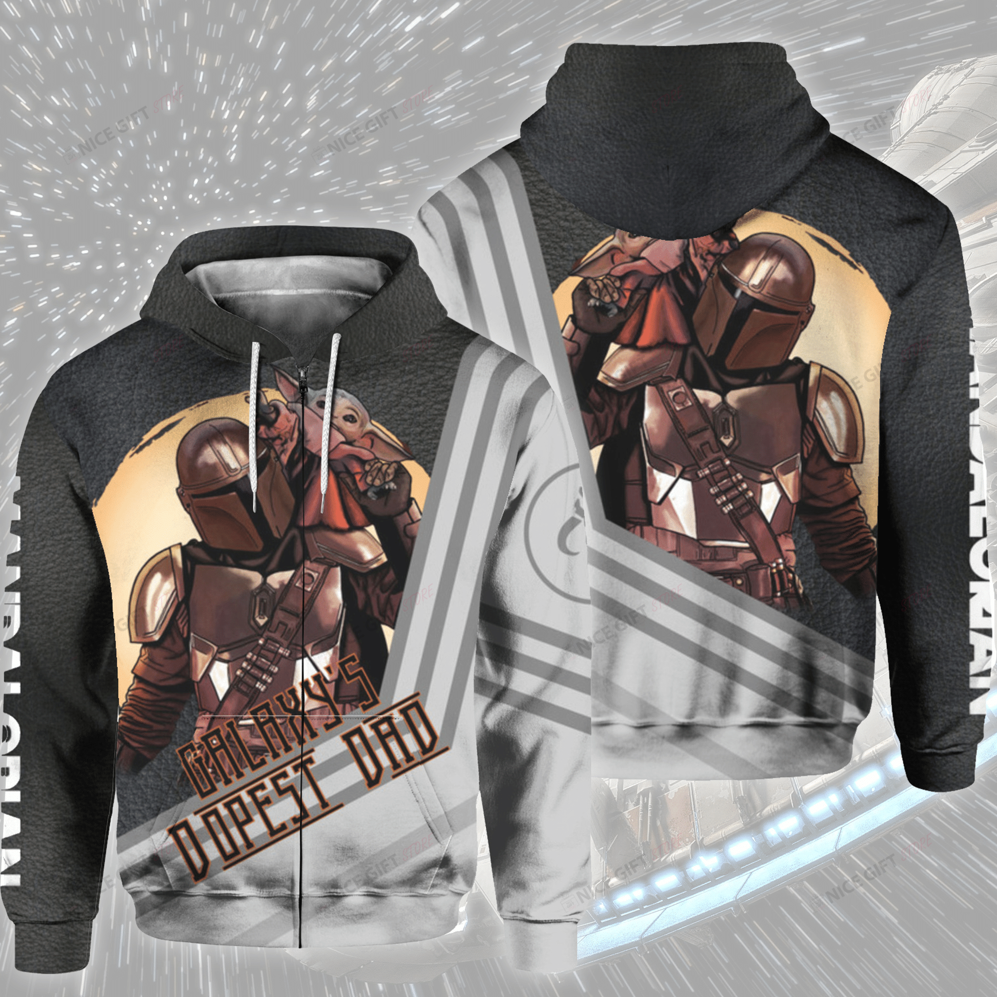 Mandalorian Galaxy’S Dopest Dad Zip Hoodie 3D 3Zh-C6R3