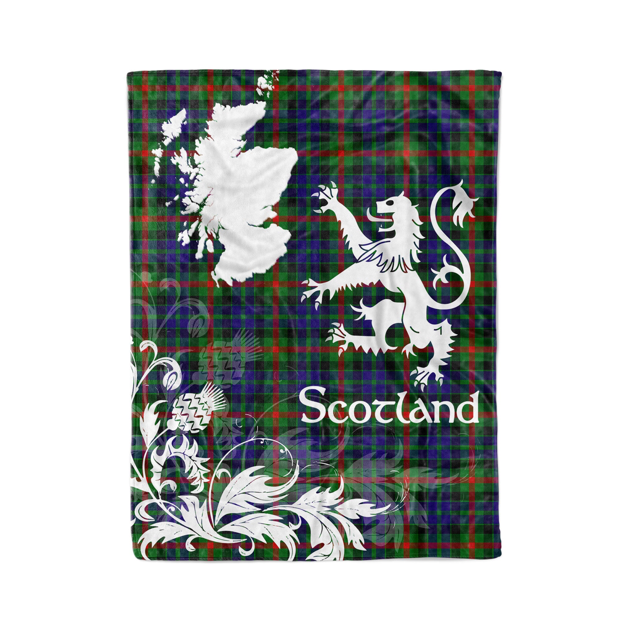 Tartan Plaid Fleece Blanket Tartan Blanket Thistle And Lion Scottish Clan Gunn Modern Plaid Blanket