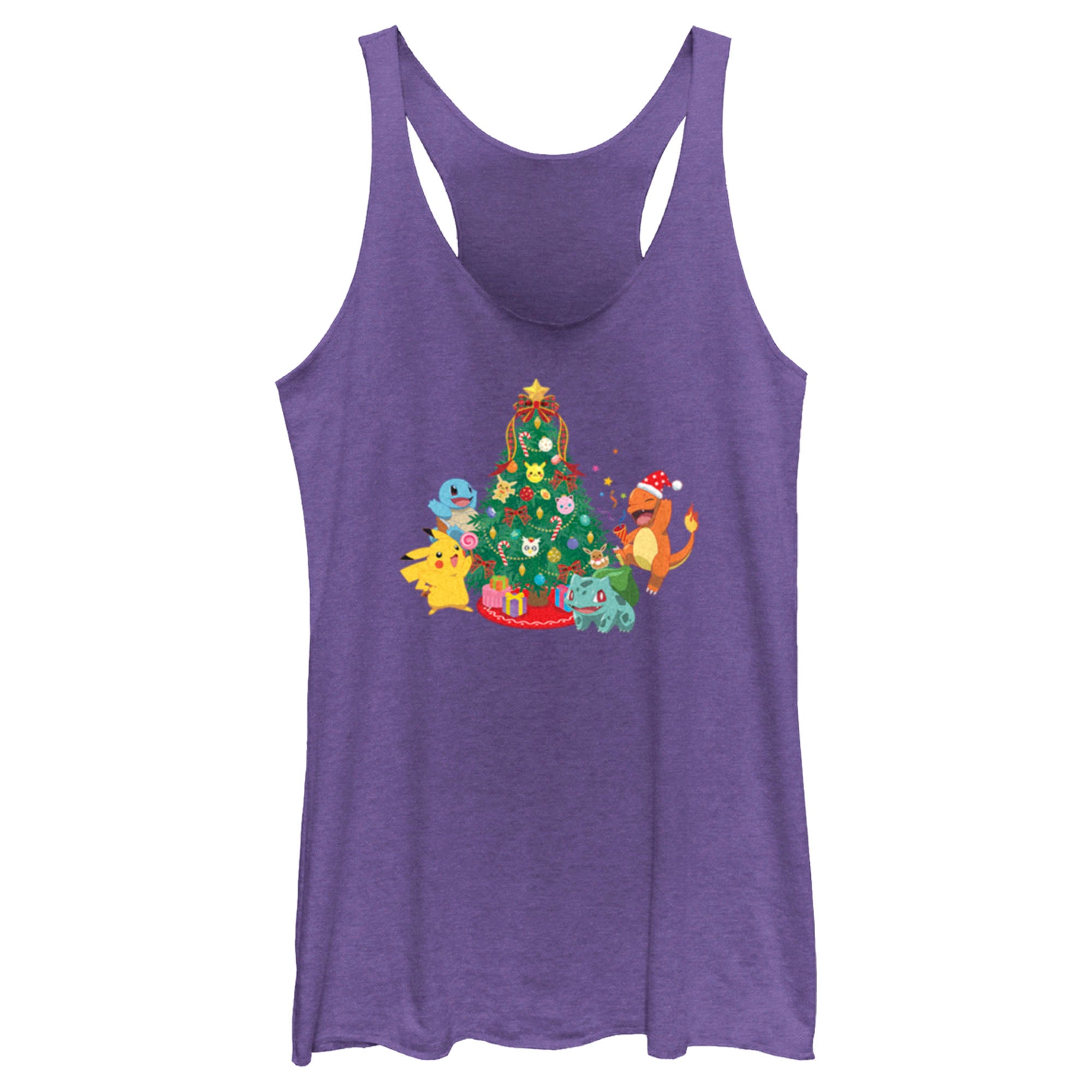 Women’S Pokemon Christmas Tree Characters Racerback Tank Top