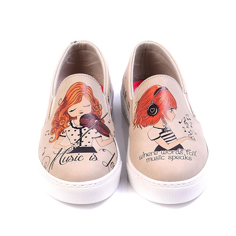 Violinist Girl Slip On Sneakers Shoes Vn4023