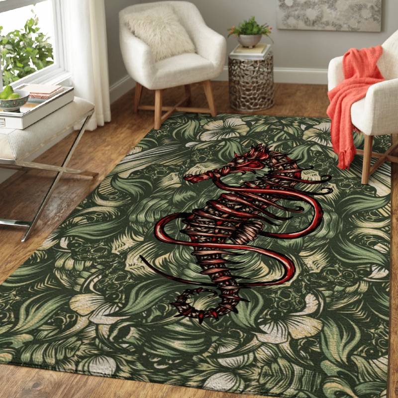 Sea Horse – Floral Animals Area Rug Carpet