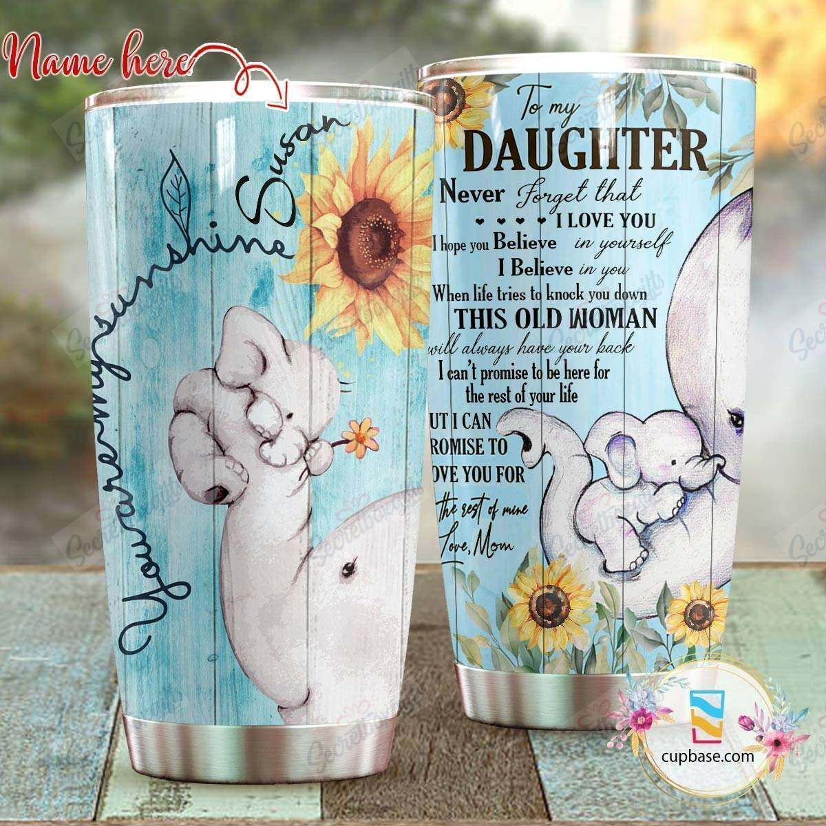 Personalized You Are My Sunshine Elephant Blue Kl1010216Cl Stainless Steel Tumbler Travel Customize Name, Text, Number, Image