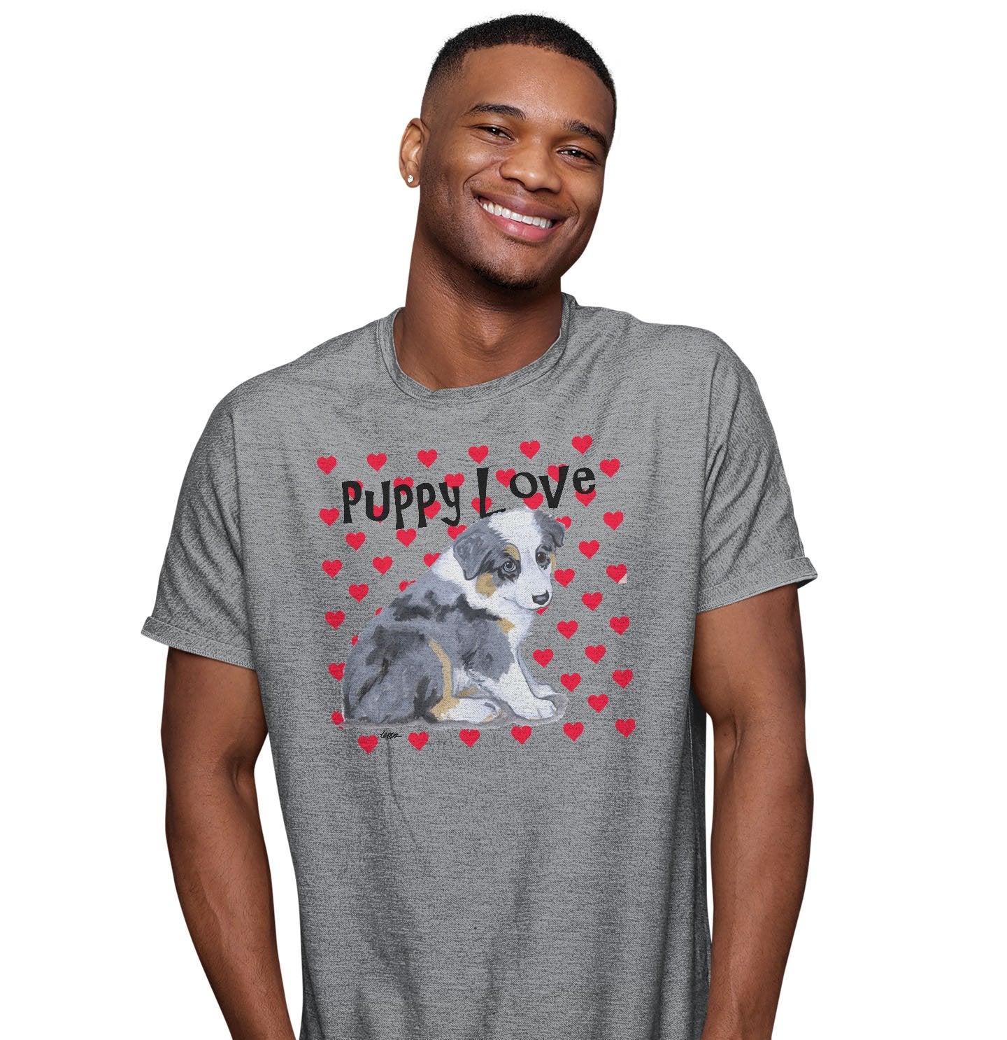 Australian Shepherd Puppy Love – Adult Unisex T-Shirt