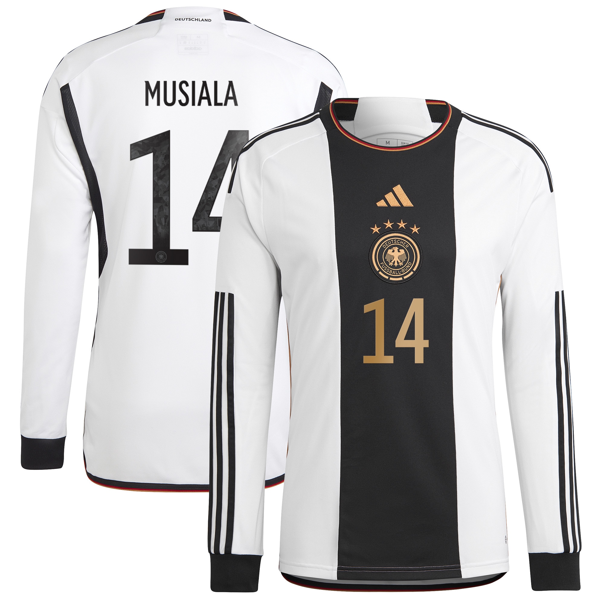 Jamal Musiala Germany National Team 2022/23 Replica Long Sleeve Player Jersey – White