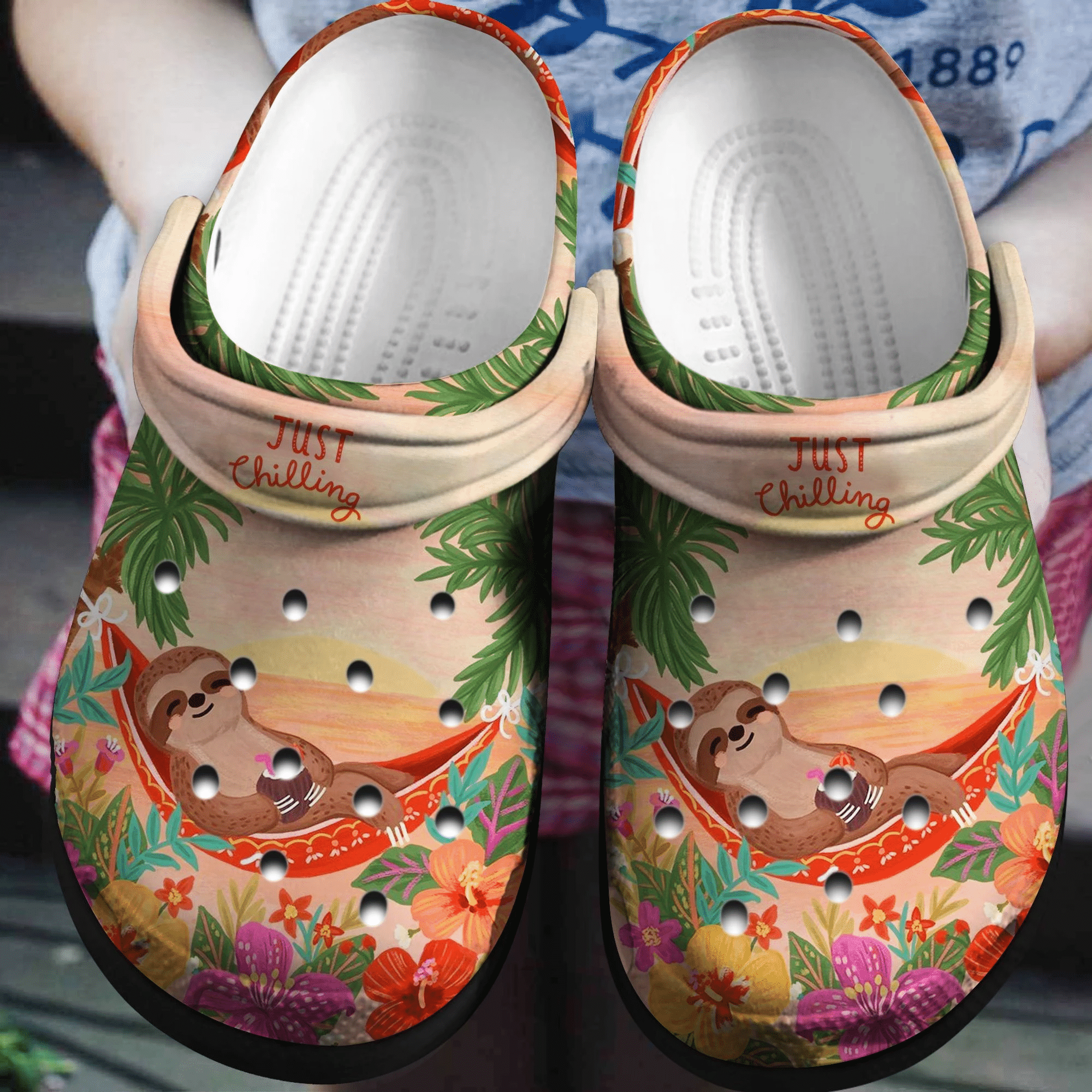 Just Chilling Sloth Crocs Shoes - Summer Time 2021 Crocbland Clogs Birthday Gift For Man Woman Boy Girl