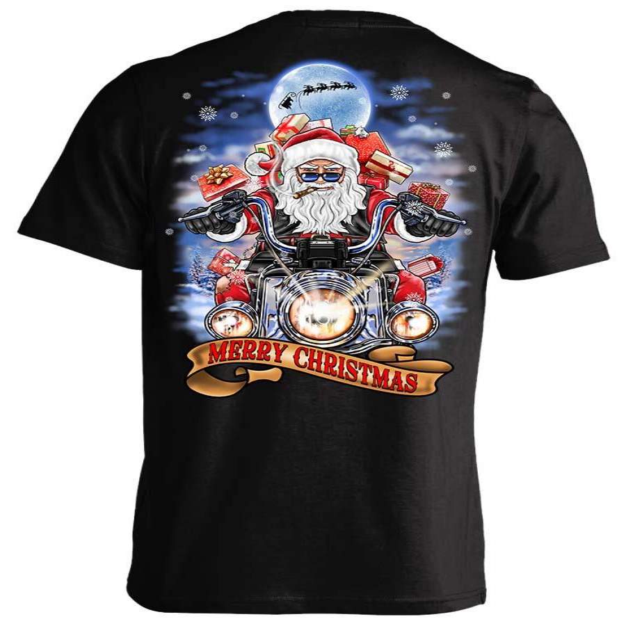 Biker Santa’s Motorcycle Ugly Christmas T-shirt