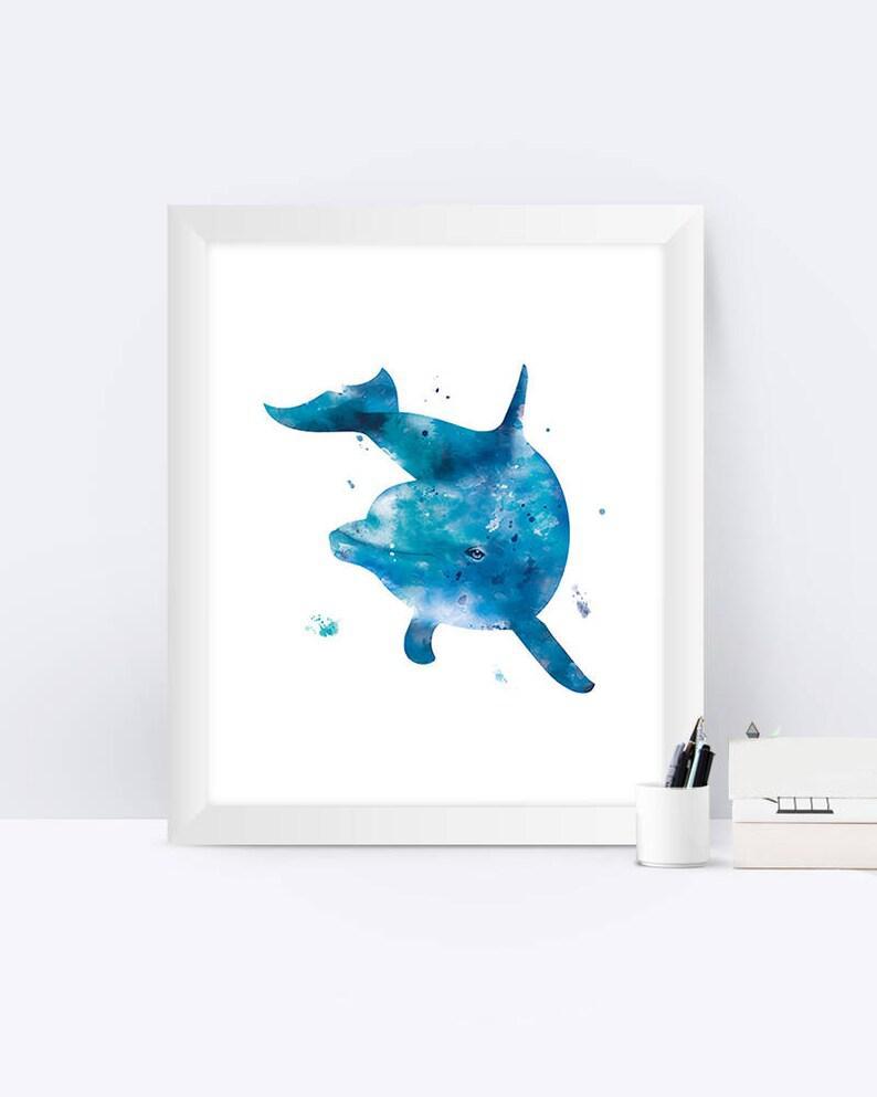 Dolphin Art Print Watercolor Dolphin Dolphin Poster