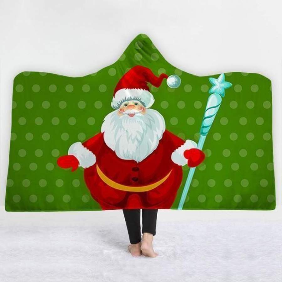 X-Mas Santa Holding Stick Hooded Blanket Christmas Decoration Ideas Christmas Gift Ideas