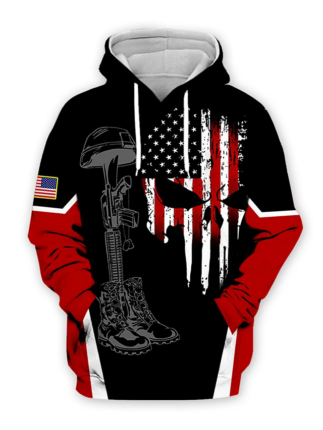 USA Skull Veteran Hoodie - TattoosCafe