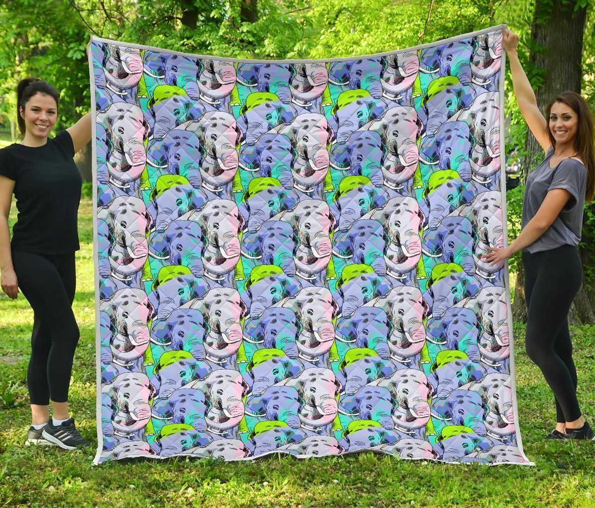 Animal  Many Elephant Images  Quilt Blanket