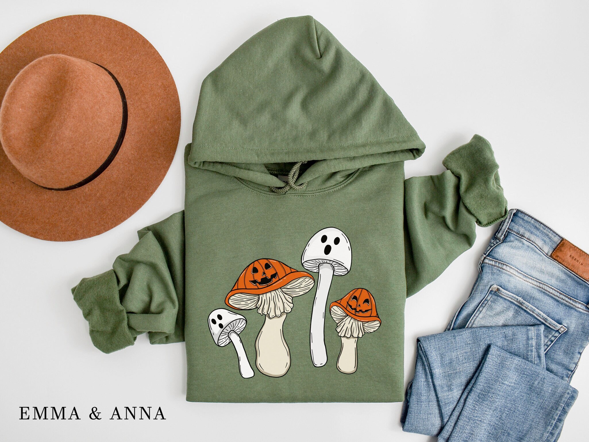 Halloween Hoodie, Ghost Hoodie, Halloween Pullover, Halloween Sweater, Pumpkin Sweatshirt, Spooky Season, Mushroom Sweatshirt, Fall Hoodie Trendy Fashion