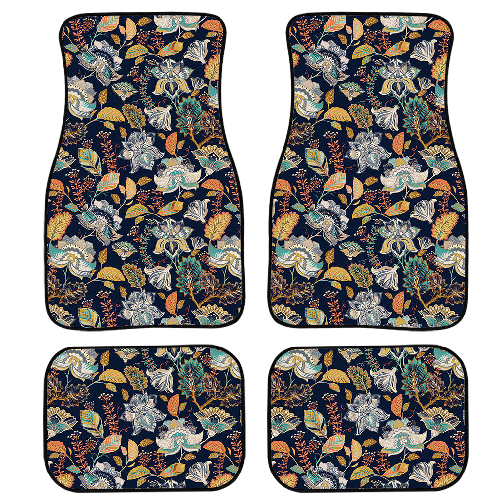 Vintage Indian Floral Pattern Print Front And Back Car Floor Mats, Front Car Mat