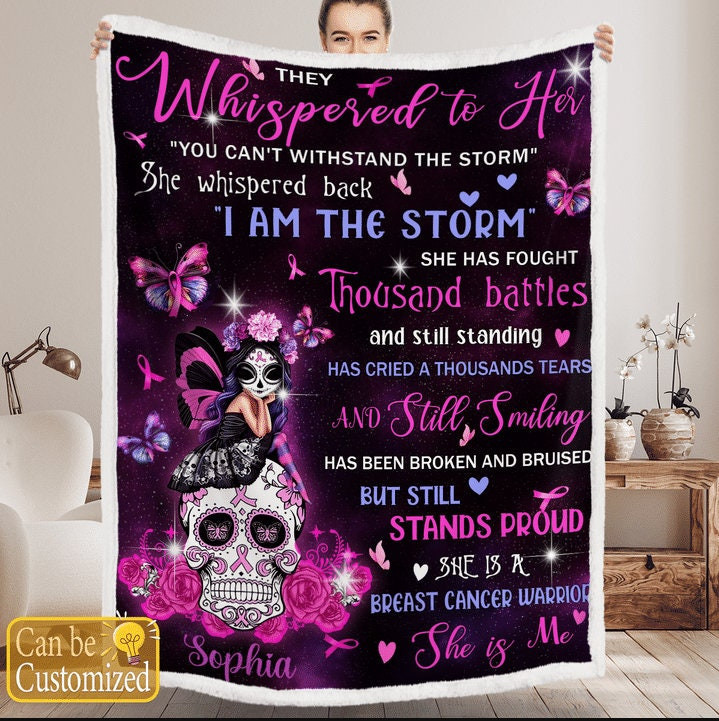 Breast Cancer Warrior Blanket Christmas Gift Strong Women Blanket Breast Cancer