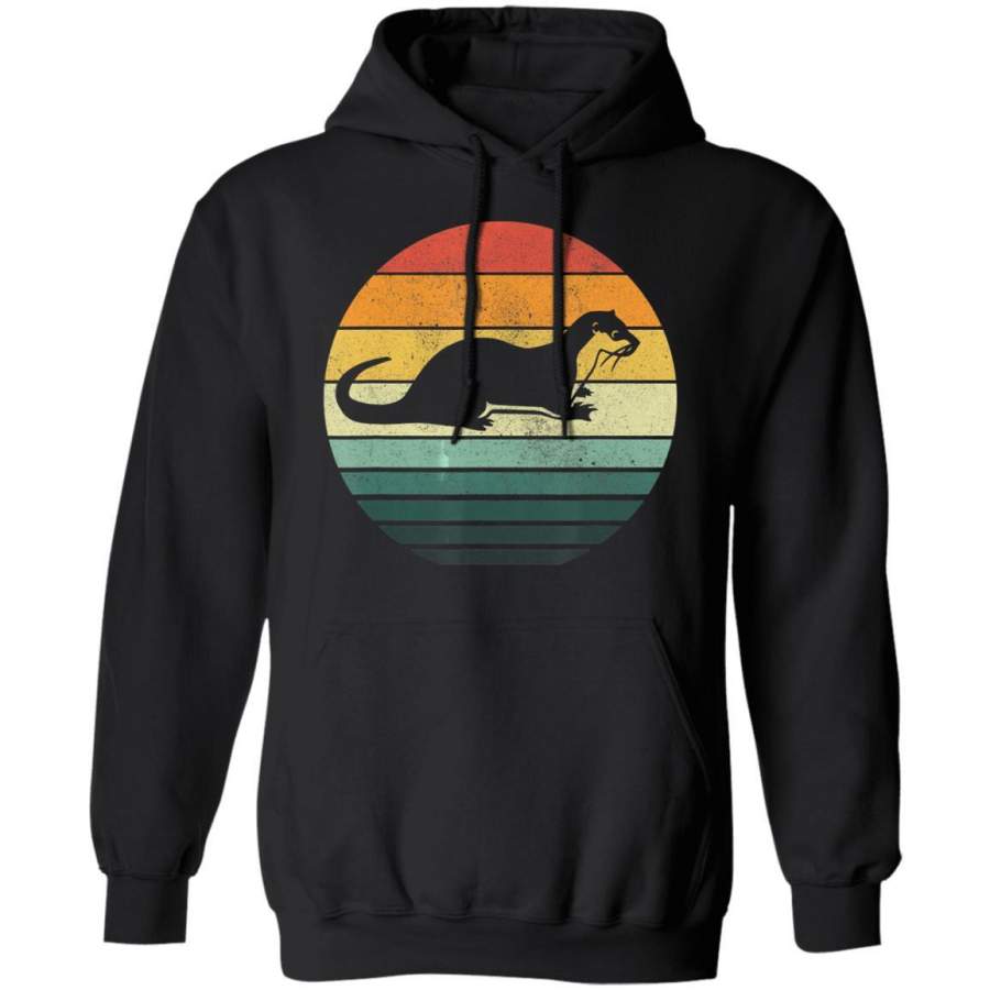 Sea Otter Sunset Retro Vintage 70s Animal Nature Lover Hoodie