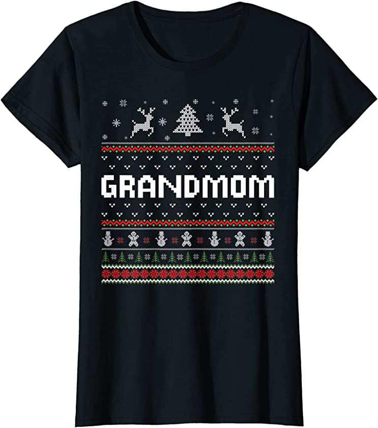 Womens Grandmom Ugly Holiday Party Matching Ugly Christmas Sweater T-Shirt