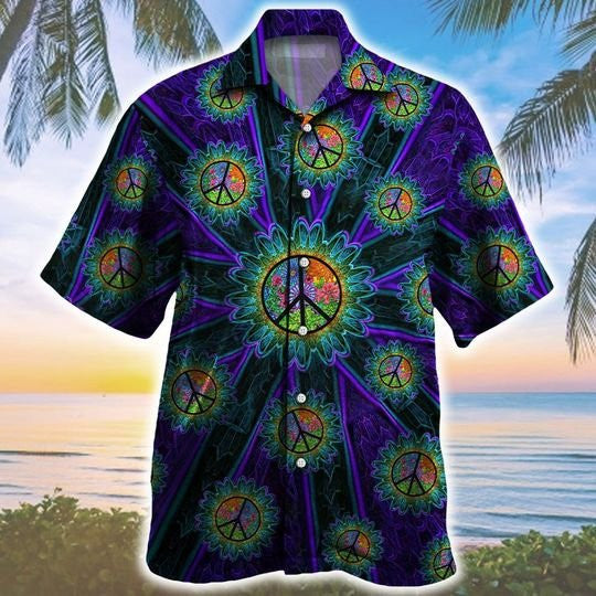 Trippy Peace Sign Pattern Hawaii Shirt Ha107937