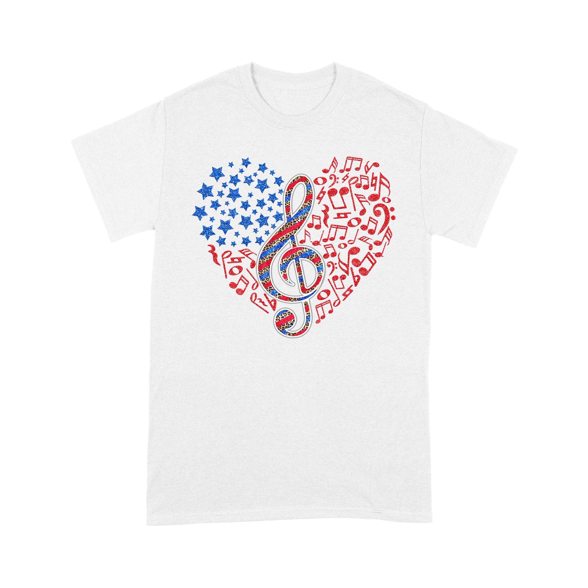 Music Heart Flag – Leopard Print – T-Shirt