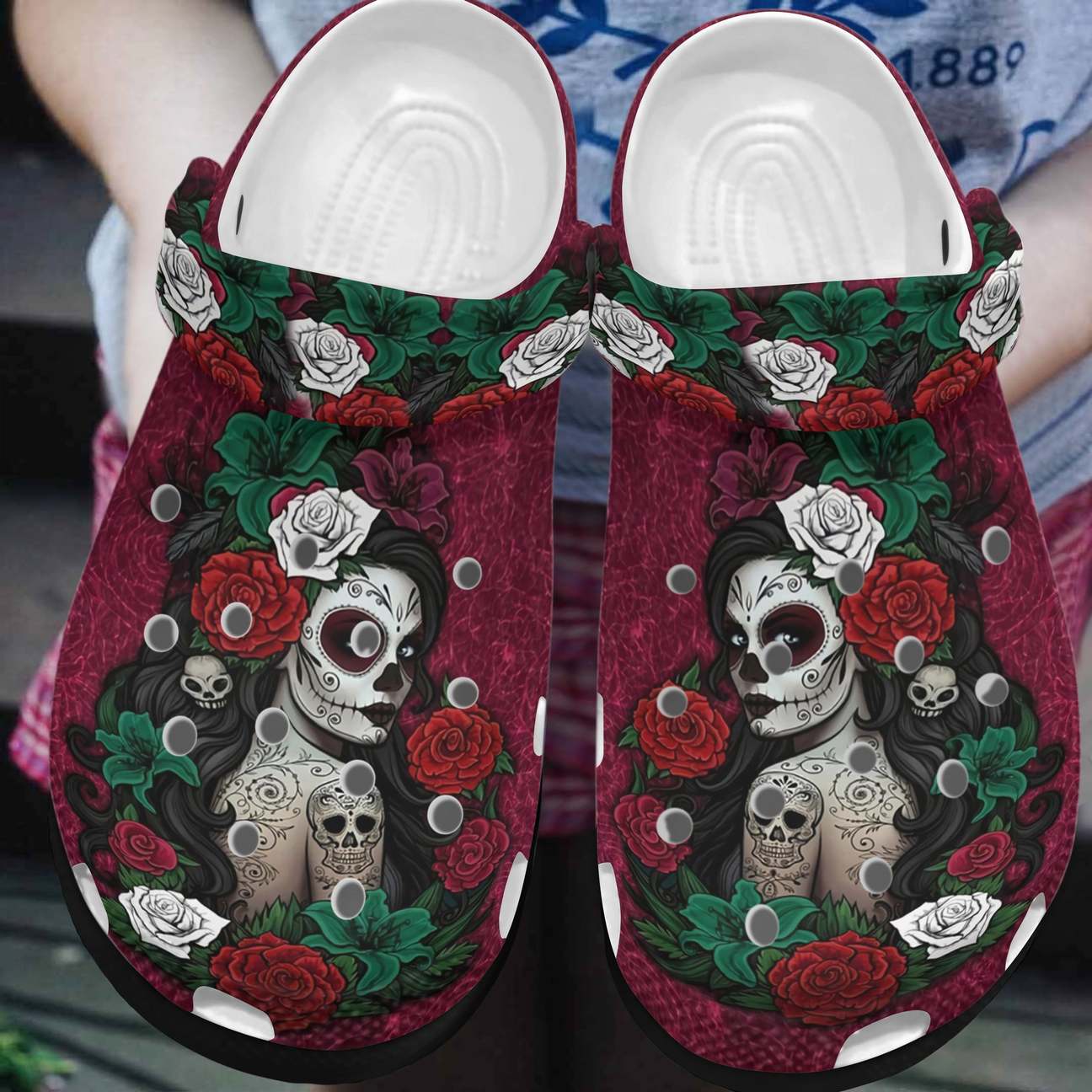 Skull Personalized Clog, Custom Name, Text, Color, Number Fashion Style For Women, Men, Kid, Print 3D Mysterious Girl