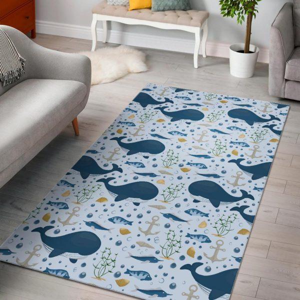 Pattern Print Whale Humpback Home Decor Rectangle Area Rug