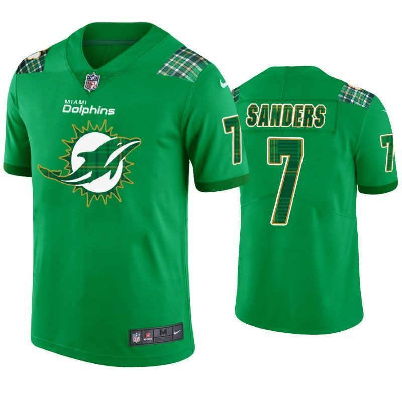 Miami Dolphins 7 Jason Sanders St Patricks Day Kelly Green Lucky Men 3D Jersey