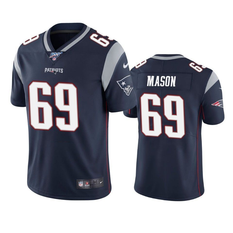 New England Patriots Shaq Mason Navy 100Th Season Vapor Limited 3D Jersey