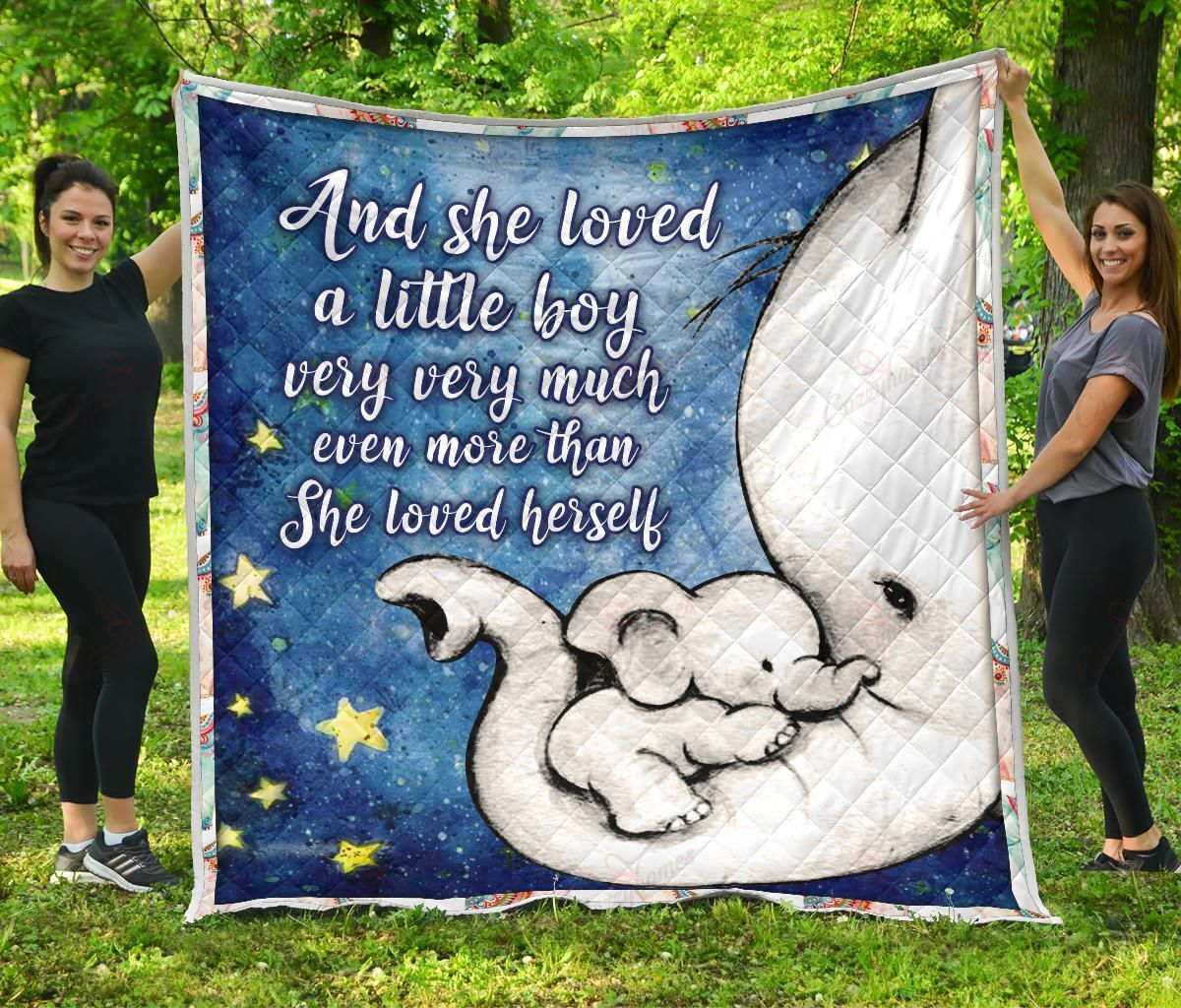 And She Loved Little Girl Elephant Mom Yc0807126Cl Quilt Blanket