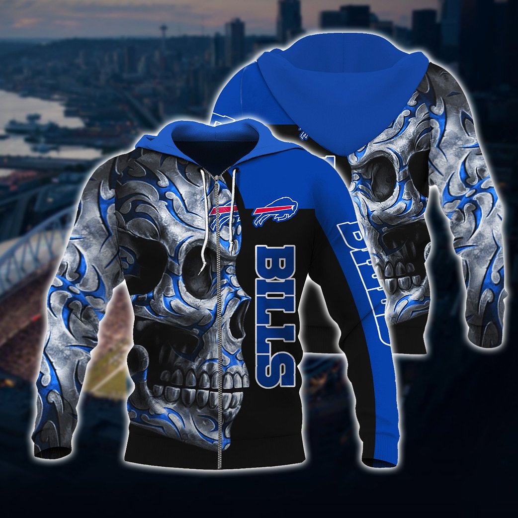 Buffalo Football Hoodie, Buffalo Football Skull Tattoo Hoodie, American Football Hoodie, Unisex, Hoodie, Zip Hoodie Fashion24Hs