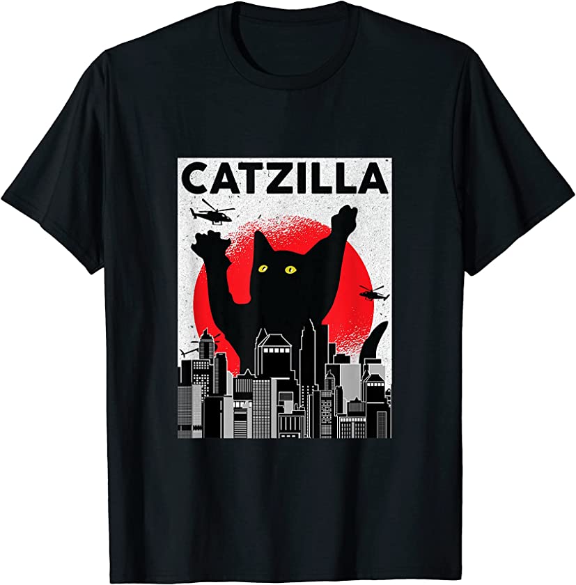 Vintage Catzilla – Japanese Sunset Style – Cat Kitten T-Shirt