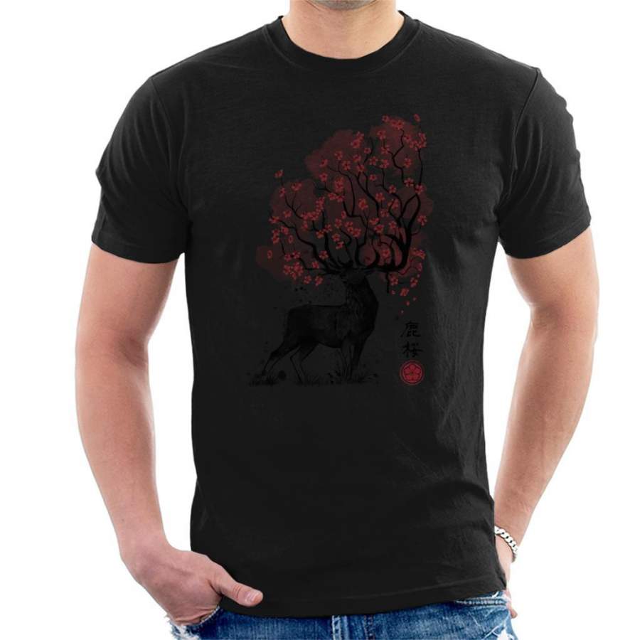 Sakura Deer Cherry Blossom Men’s T-Shirt