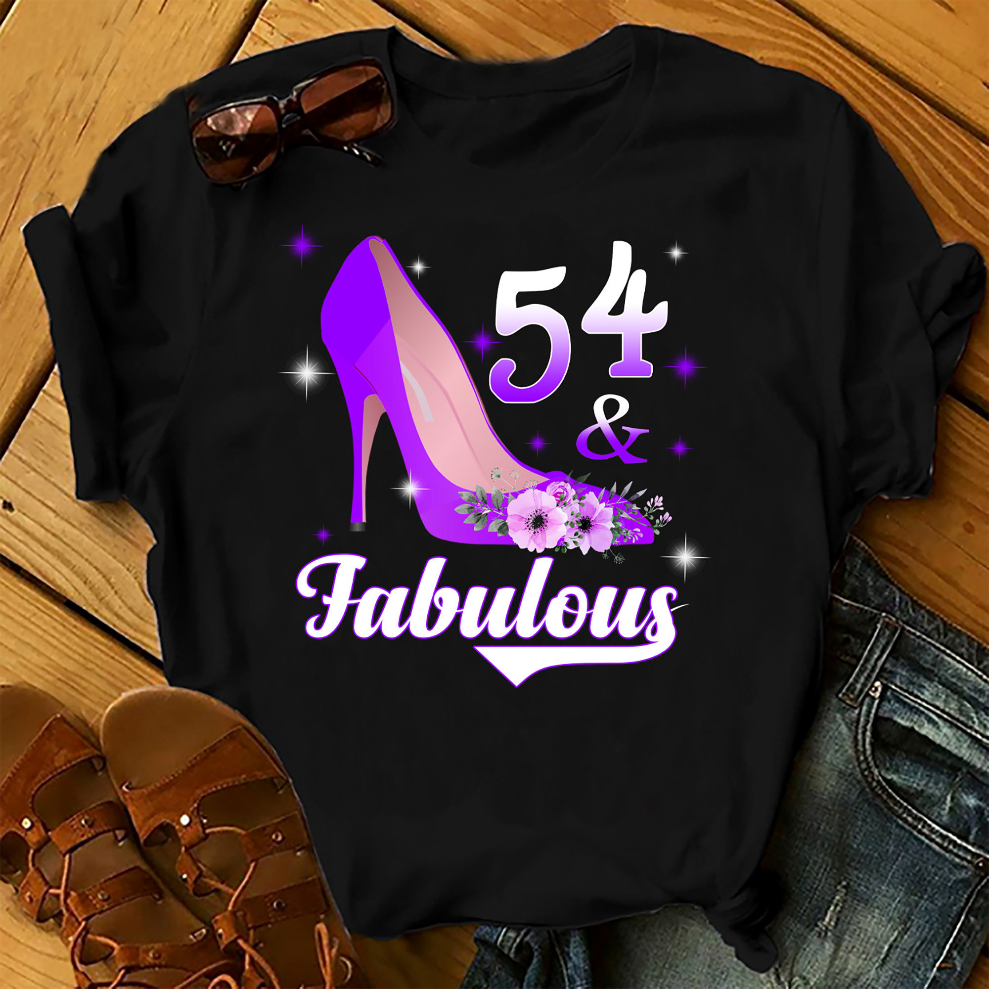 54 And Fabulous – Shirts Women, Birthday T Shirts, Summer Tops, Beach T Shirts