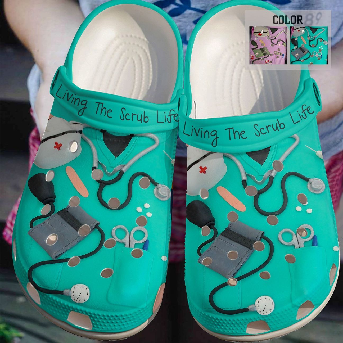 Nurse Personalized Clog, Custom Name, Text, Color, Number Fashion Style For Women, Men, Kid, Print 3D Living The Scrub Life V2