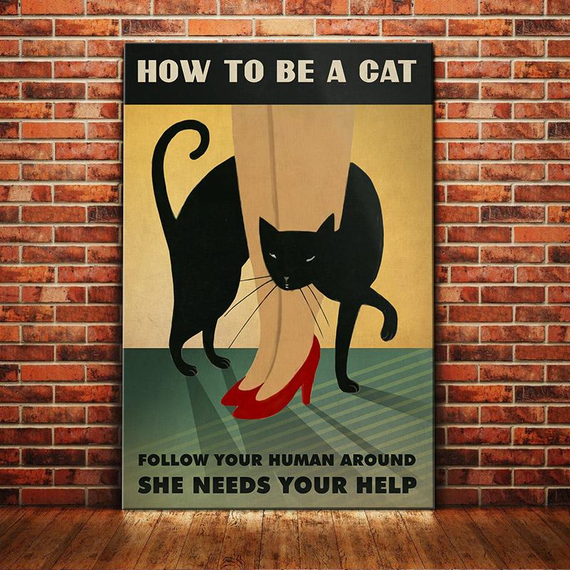 Black Cat Canvas And Poster How To Be a Cat | Art Print | Home Decor | Room Decor | Wall Art