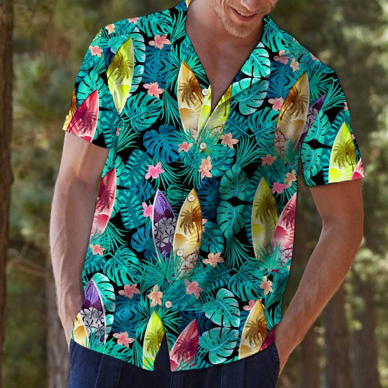 Surfboard Tropical Hawaiian Shirt Ha18944