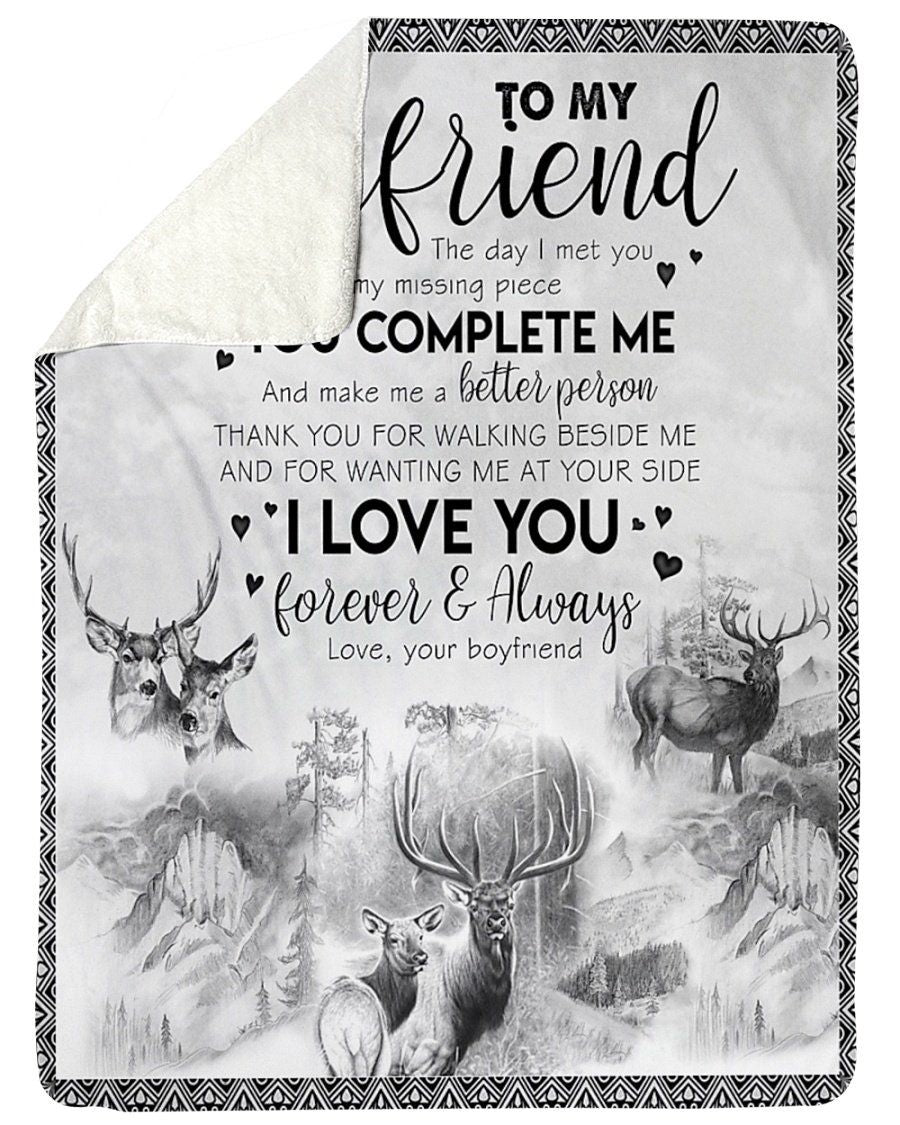 [Personalized Name] Deer Boyfriend I Love You Forever And Always  Fleece Blanket, Sherpa Blanket, Gift For Parent, Family Member, Friends Gift, Christmas Gift, Home Decor, Home Living