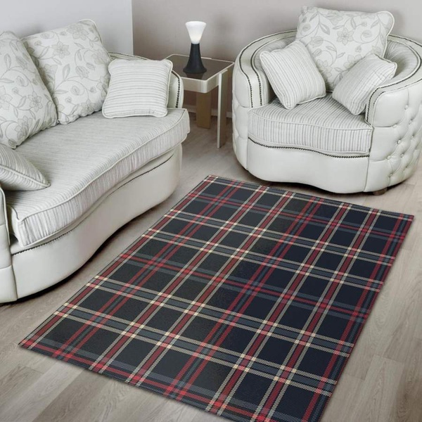 Black Tartan Plaid Area Rug