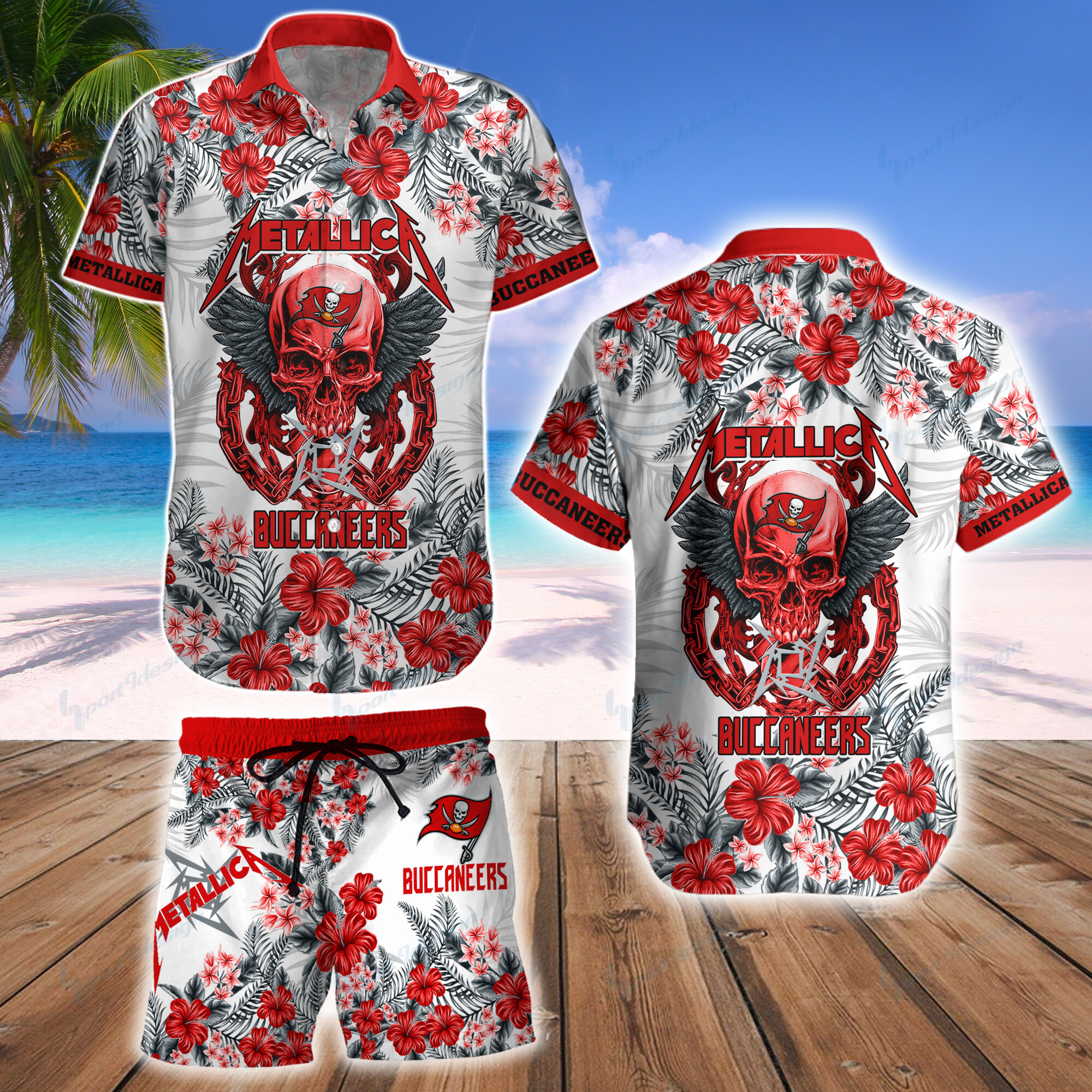 Tampa Bay Buccaneers Hawaii Shirt & Shorts Bg353