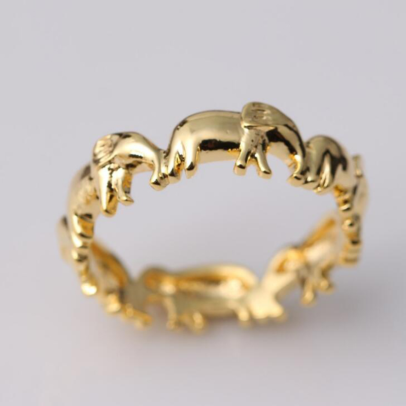 Lovely Elephant Rings Light Gold Color Cute Small Animal Elephant Charm Finger Rings Unisex Jewelry Party Charm Gifts for Girls alx