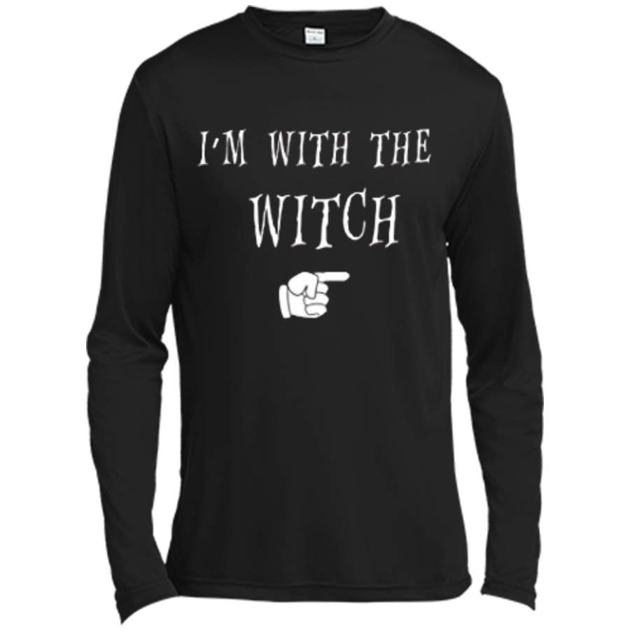 Men’s Halloween Couples Costume I’m With The Witch Long Sleeve Moisture Absorbing Shirt
