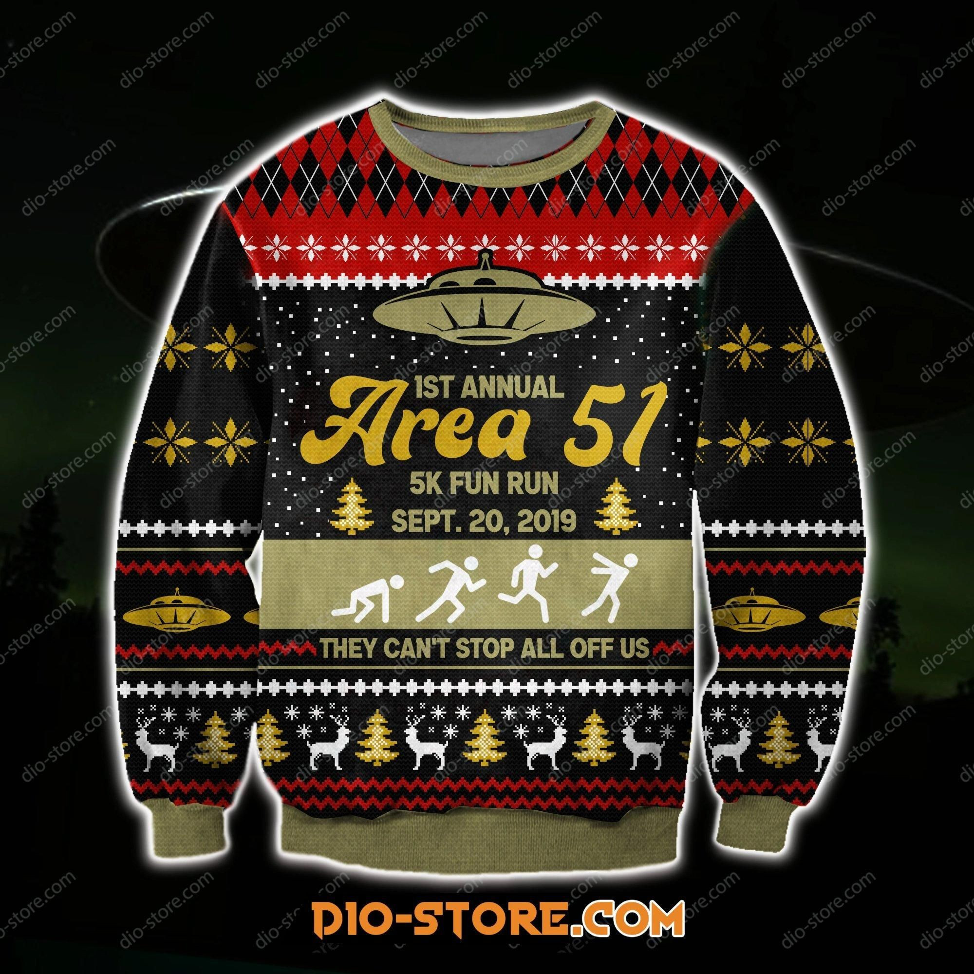 Area 51 3D Knitting Pattern Print Ugly Christmas Sweater 2021