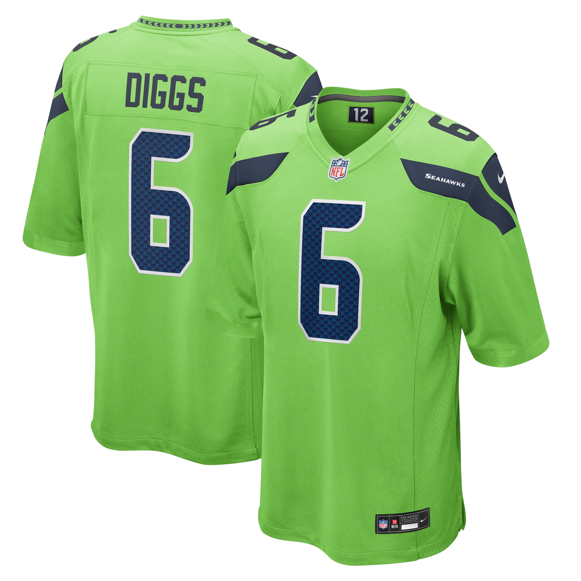 Quandre Diggs Seattle Seahawks Game Jersey – Neon Green