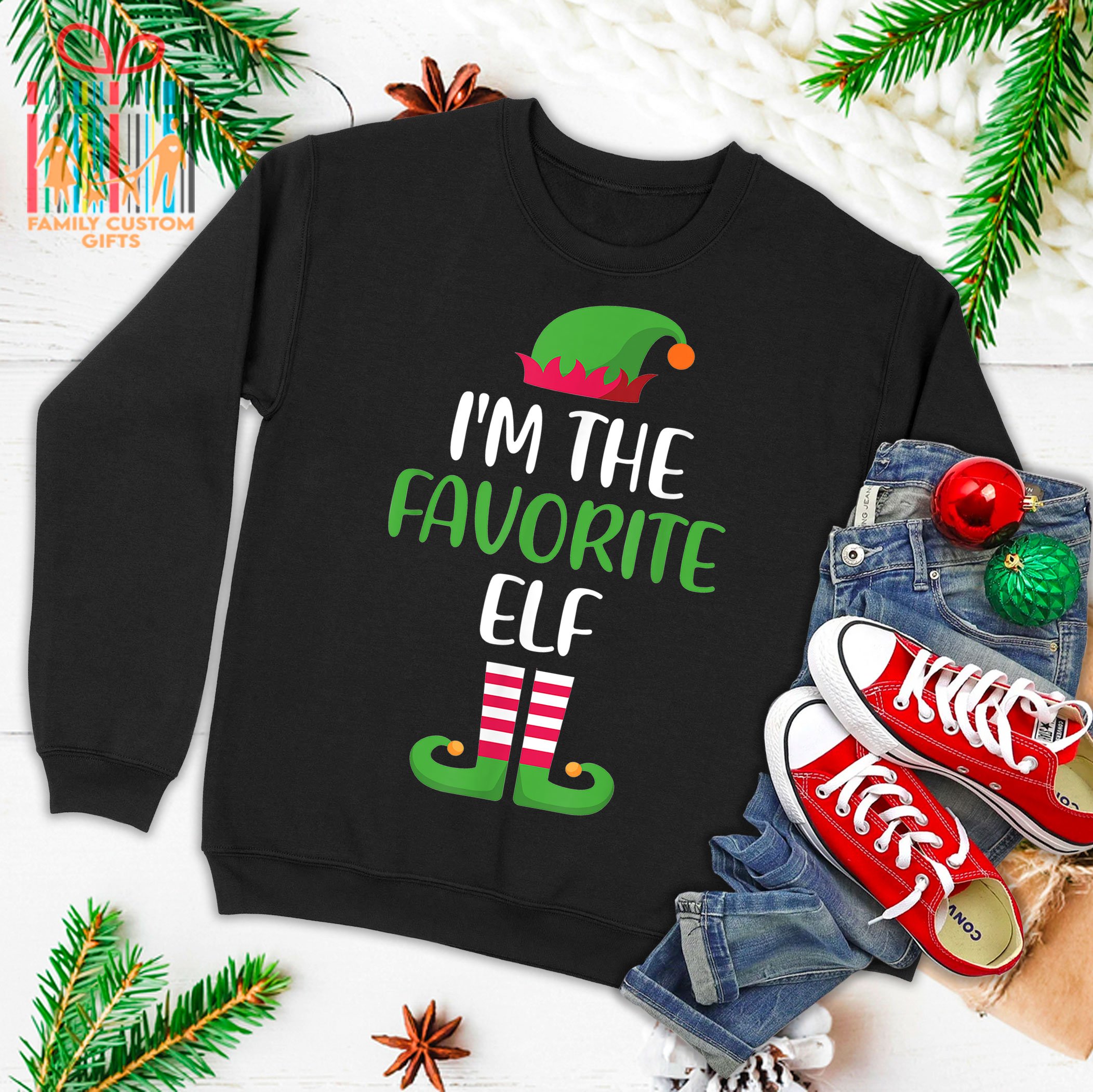 I’M The Favorite Elf Matching Family Group Christmas Ugly Christmas Sweater 2023 T-Shirt