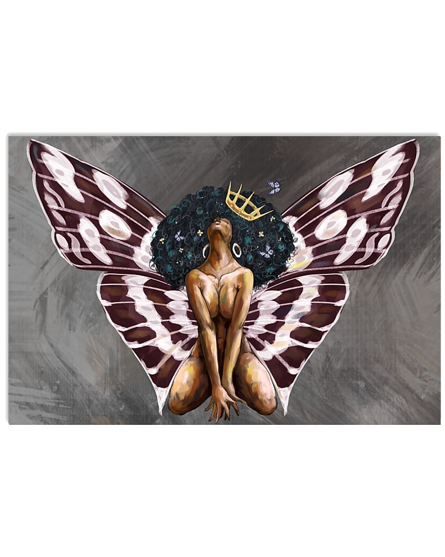 Awesome Black Queen Butterfly Gift For Black Girl Matte Canvas Horizontal Poster