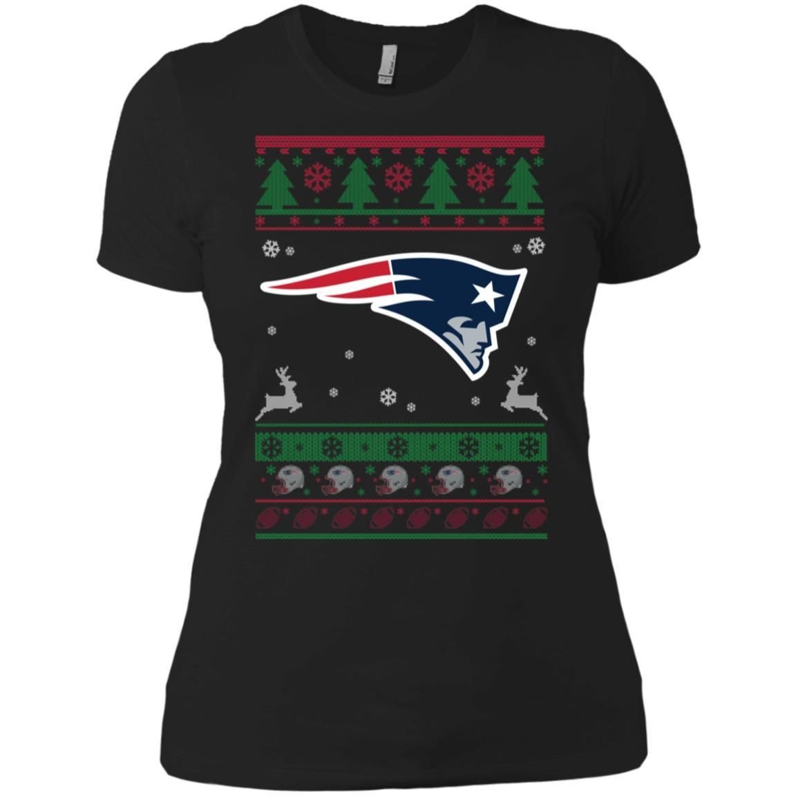 New England Patriots Logo Football Teams Ugly Christmas Sweater Women T-Shirt