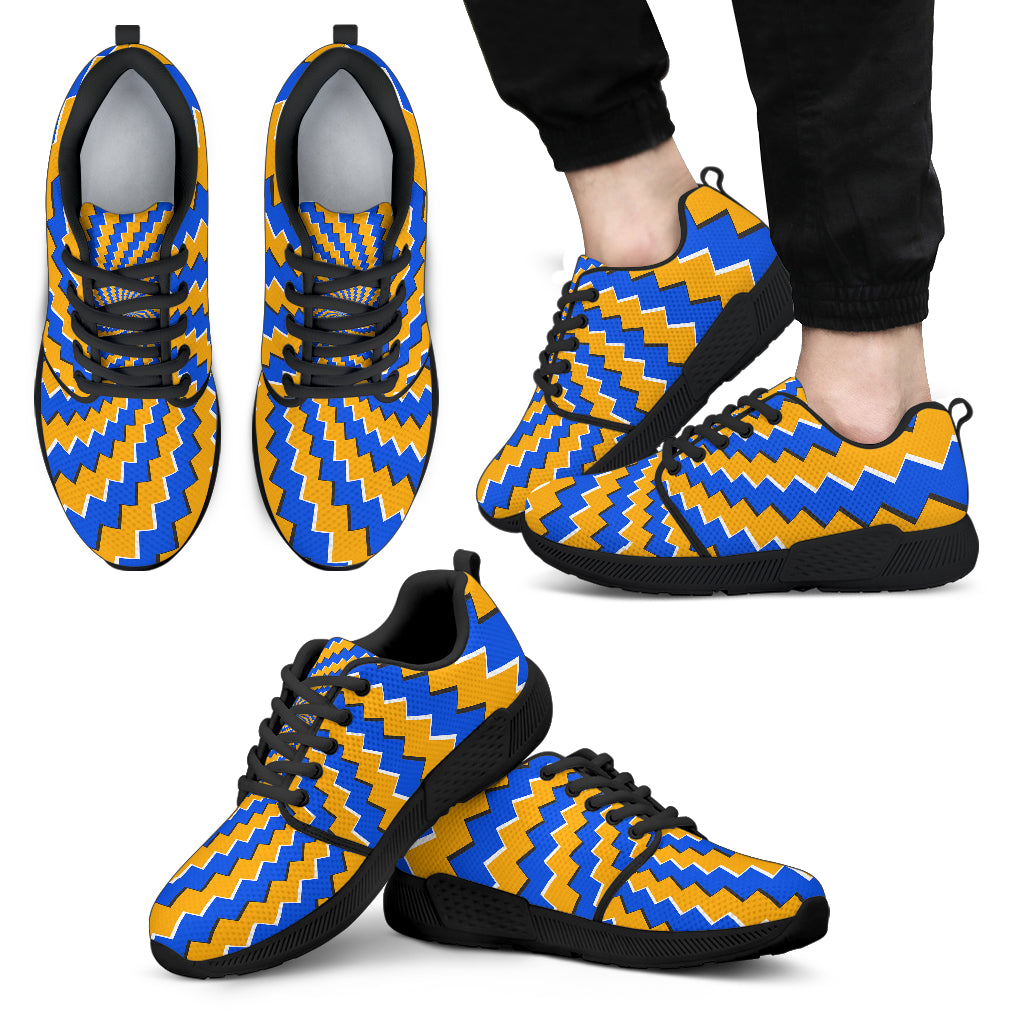 Yellow Spiral Moving Optical Illusion Men’S Athletic Shoes