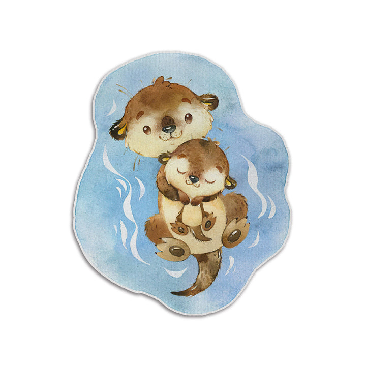 Waybackapparel Otter Mom And Baby Custom Shaped 3D Doormat