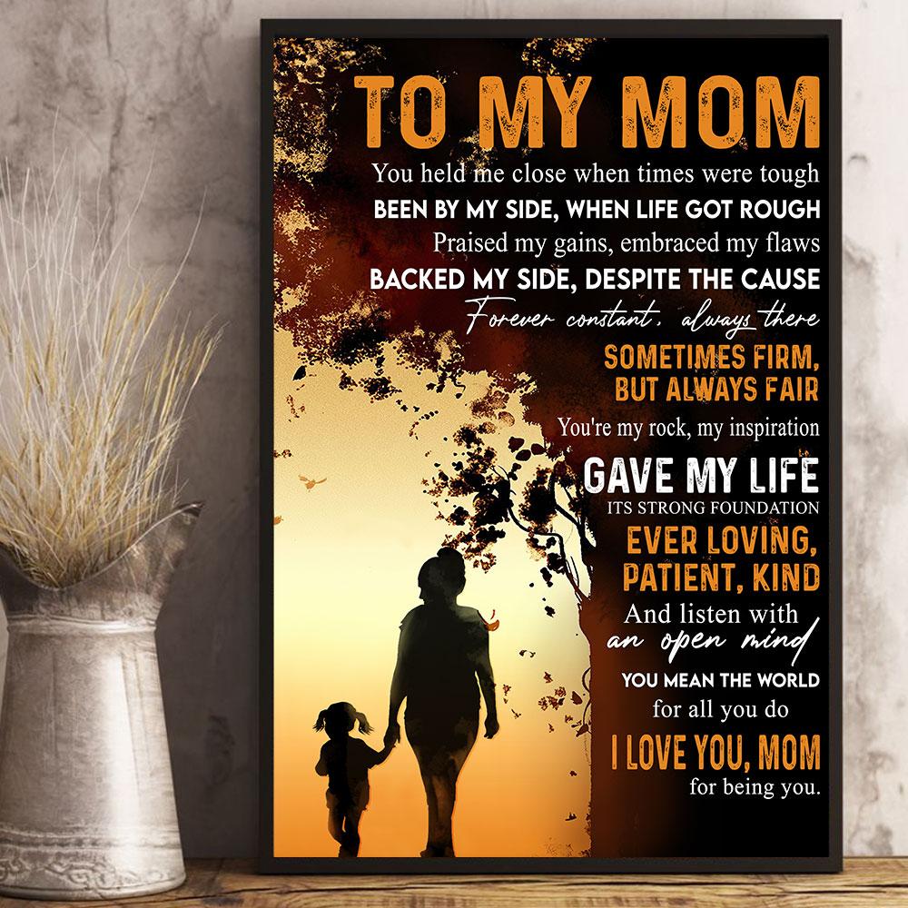 Personalized Name Mom You Held Me Close From Daughter Orange Poster Canvas