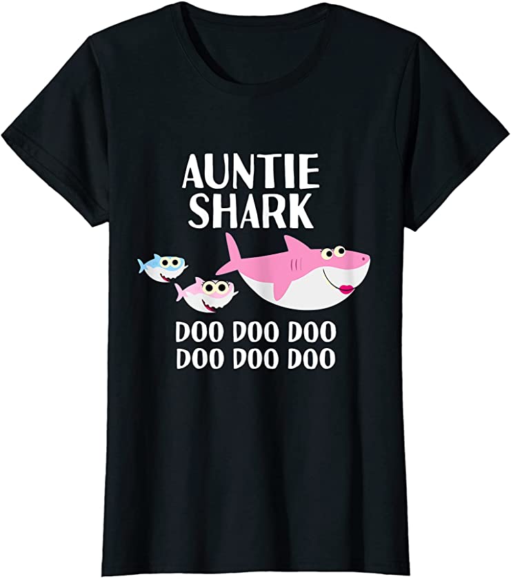 Womens Auntie Shark Doo Doo Aunt Women Mother’s Day Christmas T-Shirt