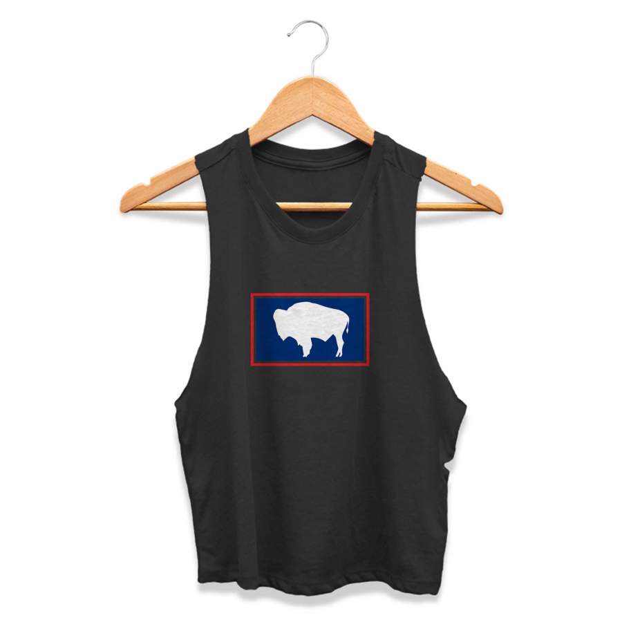 Wyoming Flag Buffalo Vintage CPY Womans Crop Tanktop Tee